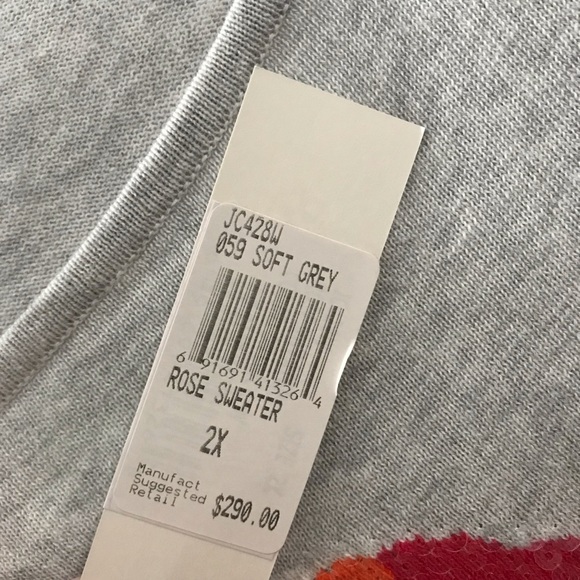 Joan Vass Women’s LS Rose Flower Sequin Pullover - Picture 5 of 5